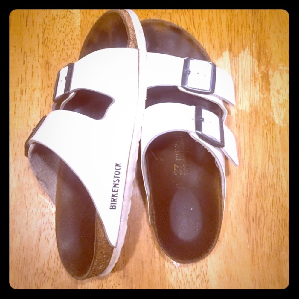 J. Crew White Leather Arizona Bitkenstock size 37